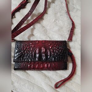 Freebird by Steven Red and Black Croc-Embossed Clutch